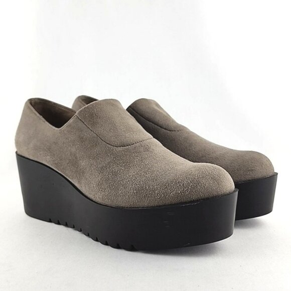 Donald Pliner Women's Cape Wedge Platform Taupe Suede Leather Loafer Size 7.5M - Picture 3 of 15